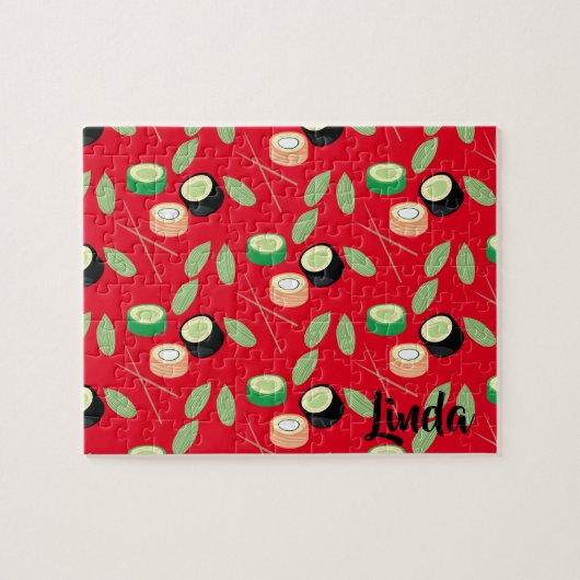 すしキュウリ転がの緑アジア料理 ジグソーパズル (横)