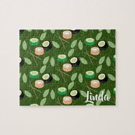 すしキュウリ転がの緑アジア料理 ジグソーパズル (横)