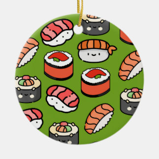 すしクリスマスおもしろいカラフルかわいいかわいい食べ物 セラミックオーナメント
