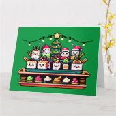 すしクリスマスお祝い-フェスティバル8ビットデザイン カード (黄色い花)