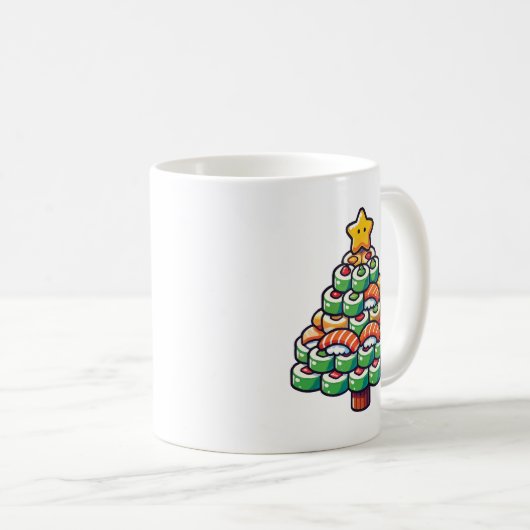 すしクリスマスツリーおもしろい – 休日グルメ食 コーヒーマグカップ (正面右)
