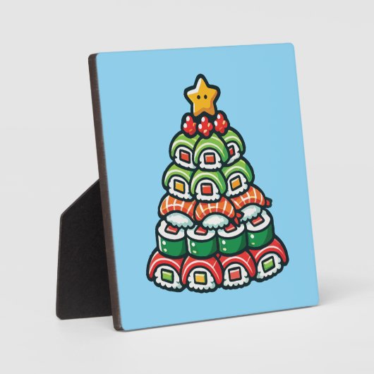 すしクリスマスツリーおもしろい – 休日グルメ食 フォトプラーク (正面)