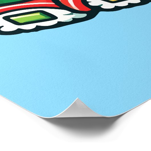 すしクリスマスツリーおもしろい – 休日グルメ食 ポスター (角)