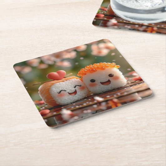 すしコースター スクエアペーパーコースター (アングル)