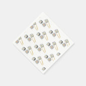 すしサーモン転が箸イラストレーション スタンダードカクテルナプキン (角)