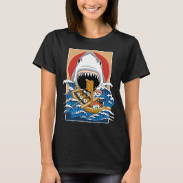 すしシャーク攻撃イラストレーション Tシャツ