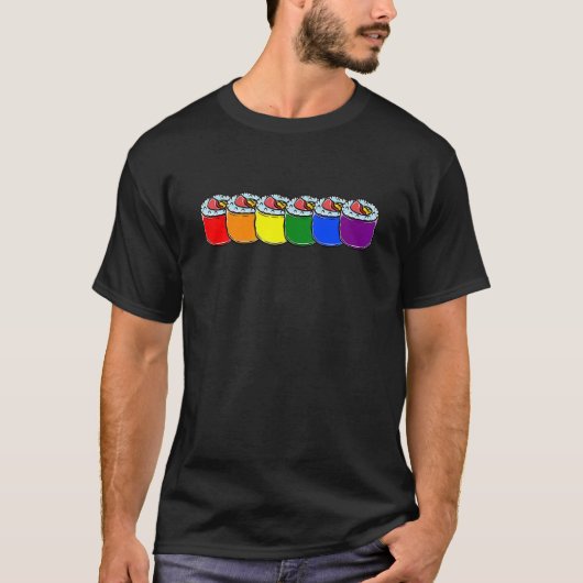すしジェンダー転がゲイレインボーフラッグLGBTすしEa Tシャツ (正面)