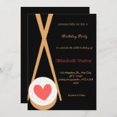 すしテーマの誕生日パーティーへの招待 招待状 (正面/裏面)