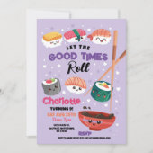 すしディナーガールズ日本のバースデーパーティー紫 招待状 (正面)