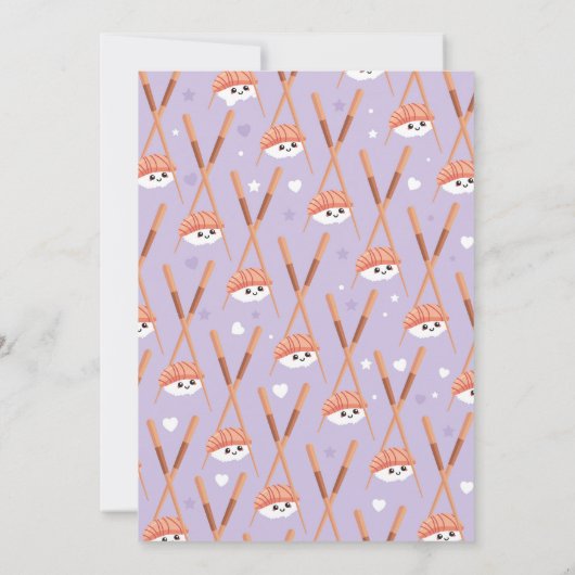 すしディナーガールズ日本のバースデーパーティー紫 招待状 (裏面)