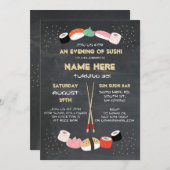 すしディナー日本のバースデーパーティーバー招待状 招待状 (正面/裏面)