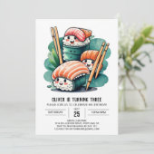 すしナイトプリント誕生日 招待状 (スタンド正面)