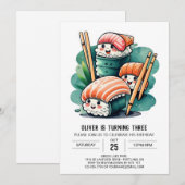 すしナイトプリント誕生日 招待状 (正面/裏面)