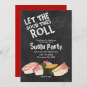 すしパーティーが盛り上がる転が日本の 招待状 (正面/裏面)