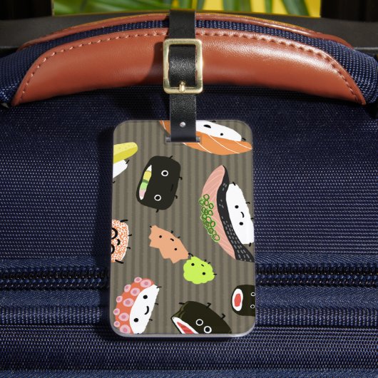 すしパーティー – かわいい刺身と転がすし ラゲッジタグ (正面インサイチュ2)