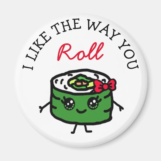 すしフードプ転がンが好おもしろいき マグネット (正面)