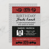 すしランチ誕生日パーティーへの招待 招待状 (正面/裏面)