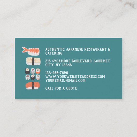 すしレストラン名刺 名刺 (裏面)
