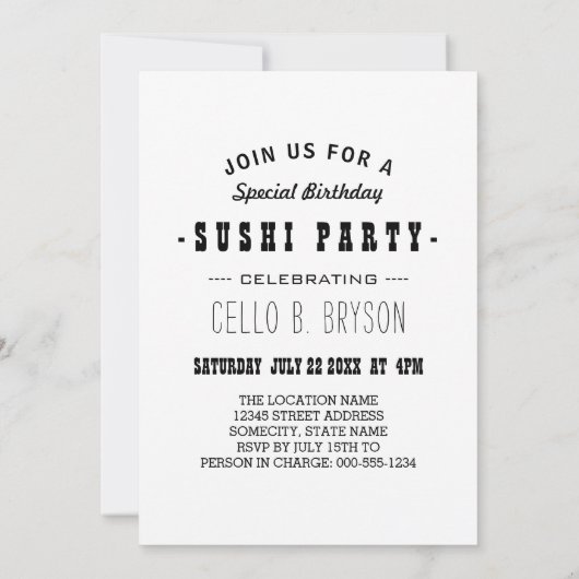 すしロボット招待 招待状 (裏面)