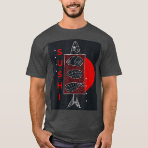 すしヴィンテージ日本のかわいいレトロ日本アニメT- Tシャツ