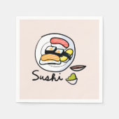 すし可愛いかわいい日本のディナーパーティー スタンダードカクテルナプキン (正面)