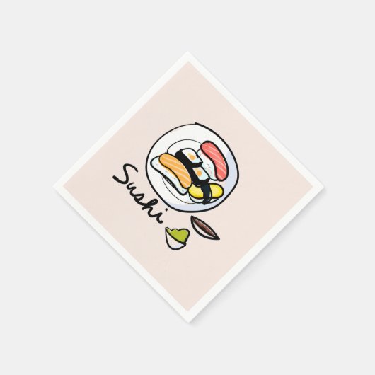 すし可愛いかわいい日本のディナーパーティー スタンダードカクテルナプキン (角)