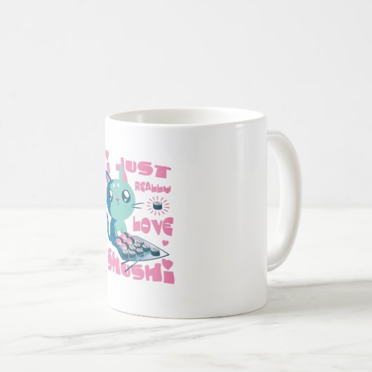 すし可愛いかわいい猫ギフトが大好き コーヒーマグカップ (正面右)