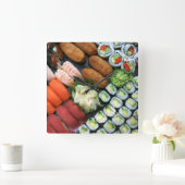 すし好日本のみ盛り スクエア壁時計 (ホーム)