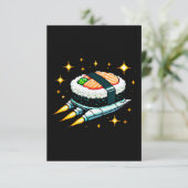 すし宇宙船ピクセ飛んでいるルアートすし転がデザイン カード (スタンド正面)