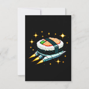 すし宇宙船ピクセ飛んでいるルアートすし転がデザイン カード