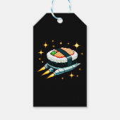 すし宇宙船ピクセ飛んでいるルアートすし転がデザイン ギフトタグ (正面)