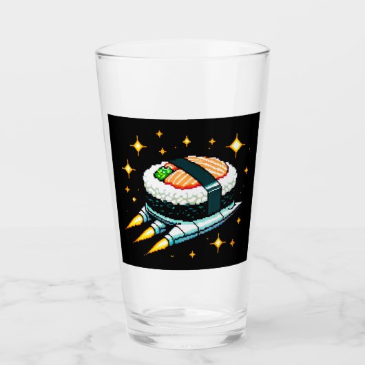すし宇宙船ピクセ飛んでいるルアートすし転がデザイン タンブラーグラス (正面)