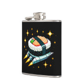 すし宇宙船ピクセ飛んでいるルアートすし転がデザイン フラスク (左)