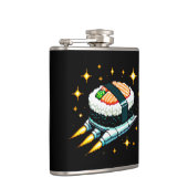 すし宇宙船ピクセ飛んでいるルアートすし転がデザイン フラスク (右)