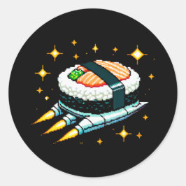 すし宇宙船ピクセ飛んでいるルアートすし転がデザイン ラウンドシール