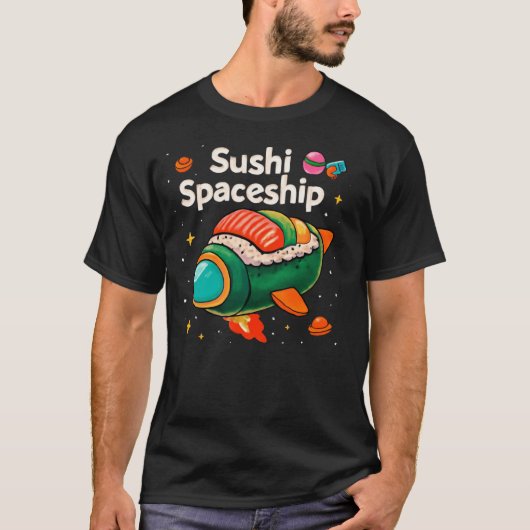 すし宇宙船🍣🚀 | かわいい宇宙芸術 Tシャツ (正面)