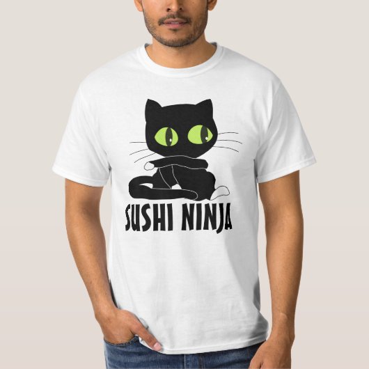 すし忍者おもしろい猫Tシャツ Tシャツ (正面)