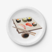 すし恋人の水彩パーティー食 ペーパープレート (正面)