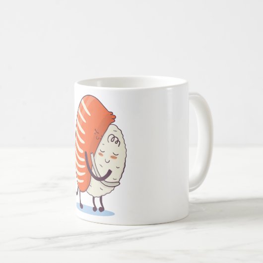 すし抱きかわいいかわいい日本の コーヒーマグカップ (正面右)