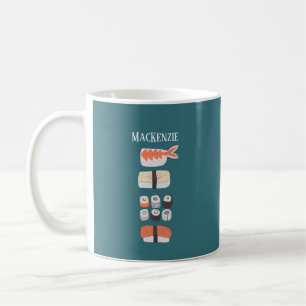 すし握り刺身巻き転が名前をカスタムする コーヒーマグカップ