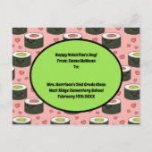 すし教室バレンタイン友情かわいいキッドカード ポストカード (裏面)