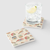 すし料理、シームレスなパターンデザイン。 ストーンコースター (横)