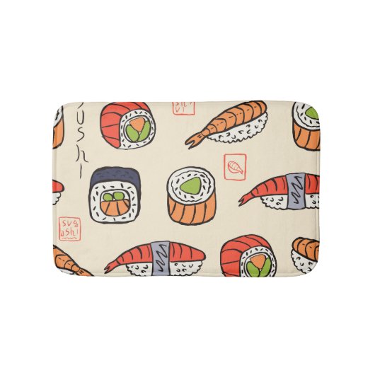すし料理、シームレスなパターンデザイン。 バスマット (正面)