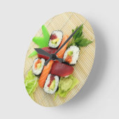 すし日本のおいしいアジア料理おいしい ラウンド壁時計 (傾斜)