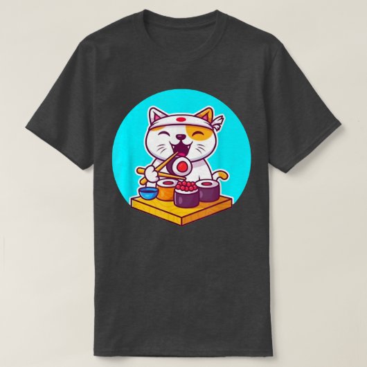 すし日本のかわいいアニメ猫好きパパママ、ボーイ Tシャツ (デザイン正面)
