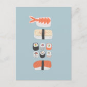 すし日本のにぎり巻き転が積み ポストカード (正面)