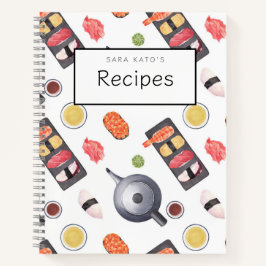 すし日本のにぎり柄レシピ本 ノートブック