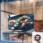 すし日本のサケ日本のの食用魚 ウィンドウサイン (カフェ窓)