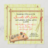 すし日本のパーティの招待状 招待状 (正面/裏面)