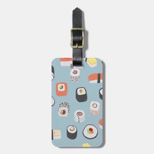 すし日本のフードアート名前をカスタムする ラゲッジタグ (正面縦)